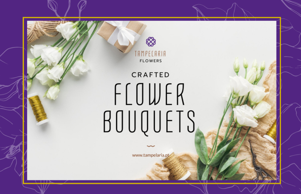 Template di design Florist Service Offer to Create Kraft Bouquets Flyer 5.5x8.5in Horizontal