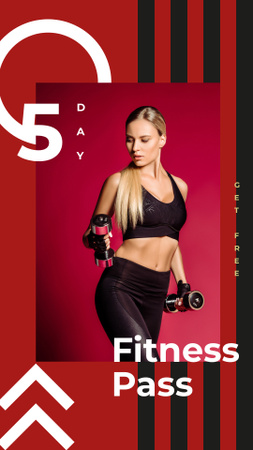 Woman exercising with dumbbells Instagram Story Design Template