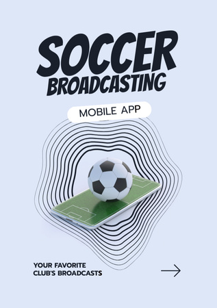 Soccer Broadcasting in Mobile App Flyer A5 Design Template