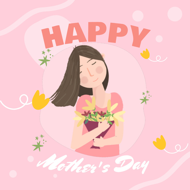 Mother's Day Greeting With Illustrated Bouquet Animated Post Šablona návrhu
