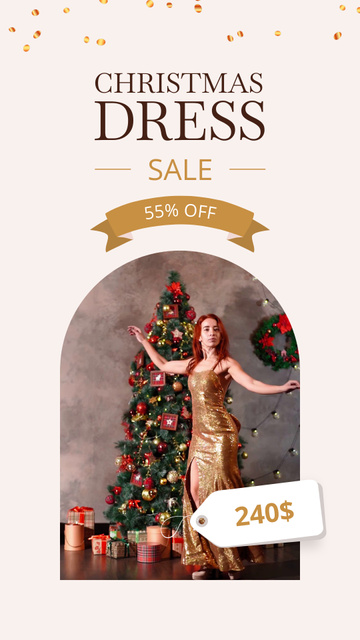 Designvorlage Offer of Festive Christmas Dress Sale für Instagram Video Story