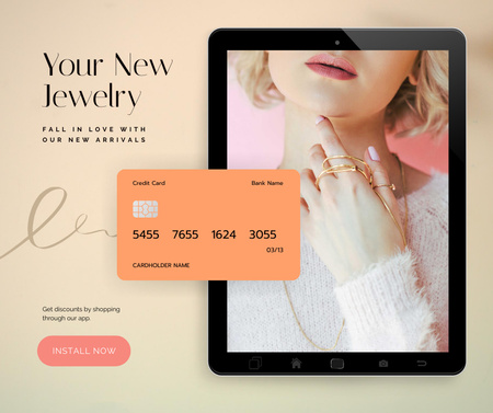 Jewelry Collection Announcement with Rings Facebook Design Template
