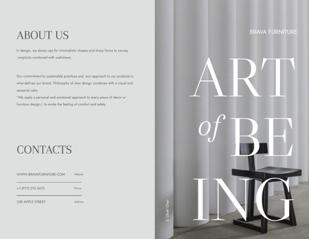 Furniture Ad with Stylish Modern Chair Brochure 8.5x11in Bi-fold Design Template