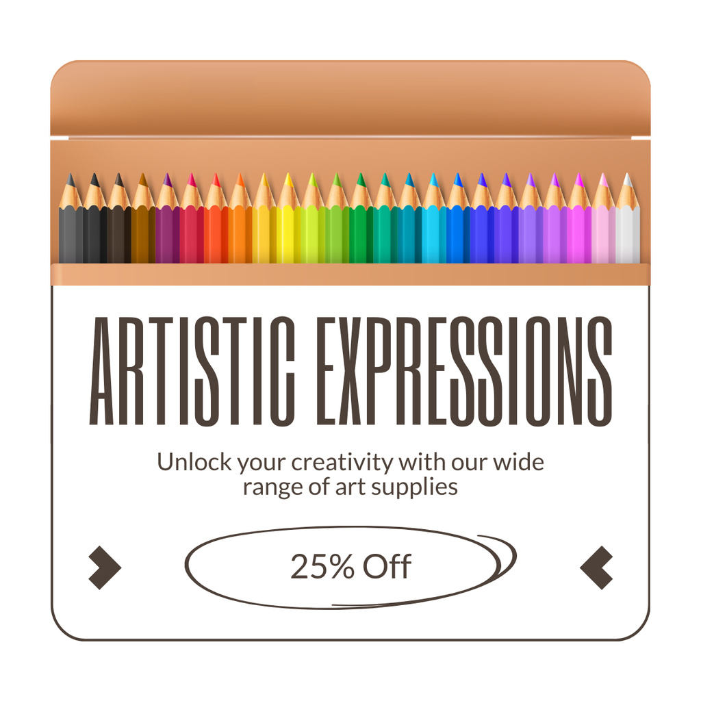 Discount Offer on Colorful Pencils Set LinkedIn post Design Template