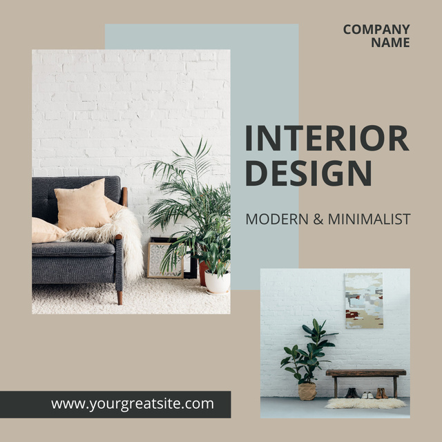 Ad of Interior Design Services with Stylish Furniture Instagram Tasarım Şablonu