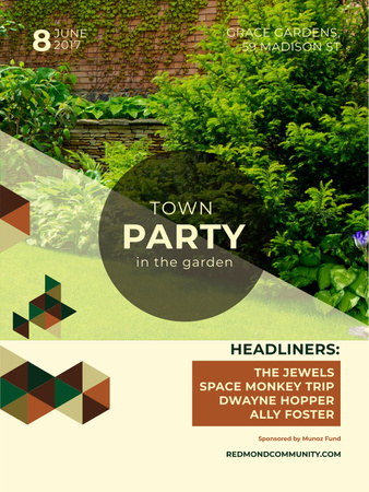 Town Party in Garden invitation with backyard Poster US Design Template