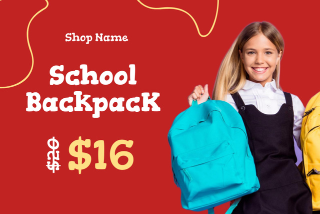 Back to School Special Offer of Bright Backpacks Labelデザインテンプレート