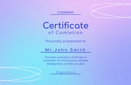 Award for Completion Software Development Courses Certificate 5.5x8.5in Design Template