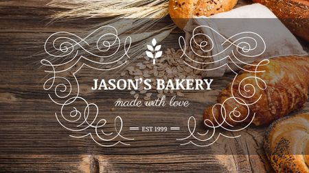 Template di design Bakery Offer Fresh Croissants on Table Title
