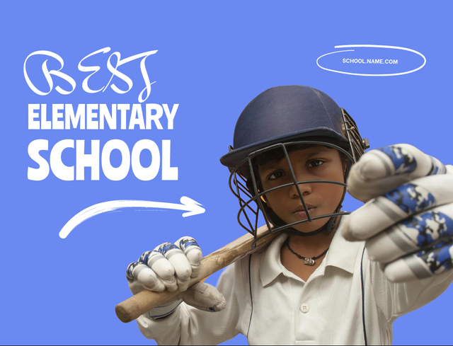 Best Elementary School with Baseball Classes Postcard 4.2x5.5in Design Template