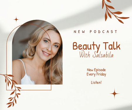 Designvorlage New Podcast about Beauty  für Facebook
