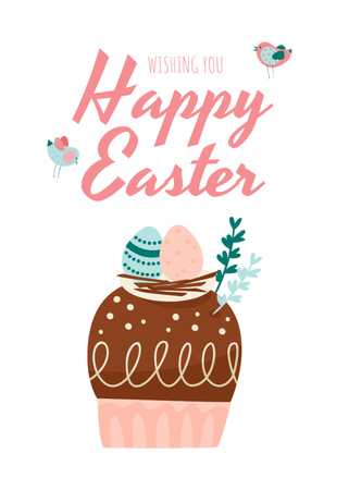 Platilla de diseño Beautiful Easter Wishes With Chicken And Bunnies Postcard 5x7in Vertical