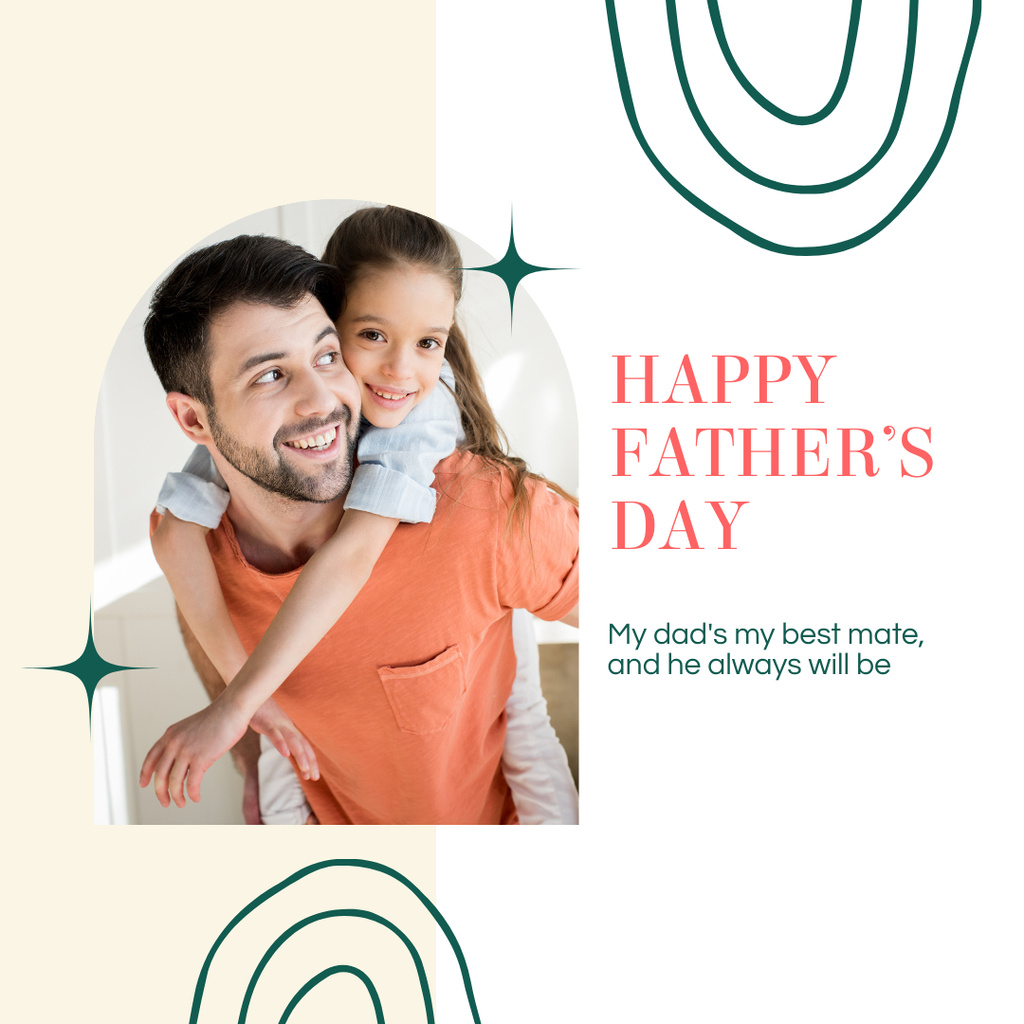 Designvorlage Father's Day Greeting with Little Daughter on White für Instagram