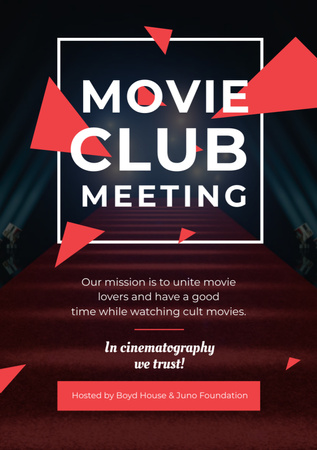Template di design Annuncio della riunione del Movie Club con proiettore vintage Flyer A5