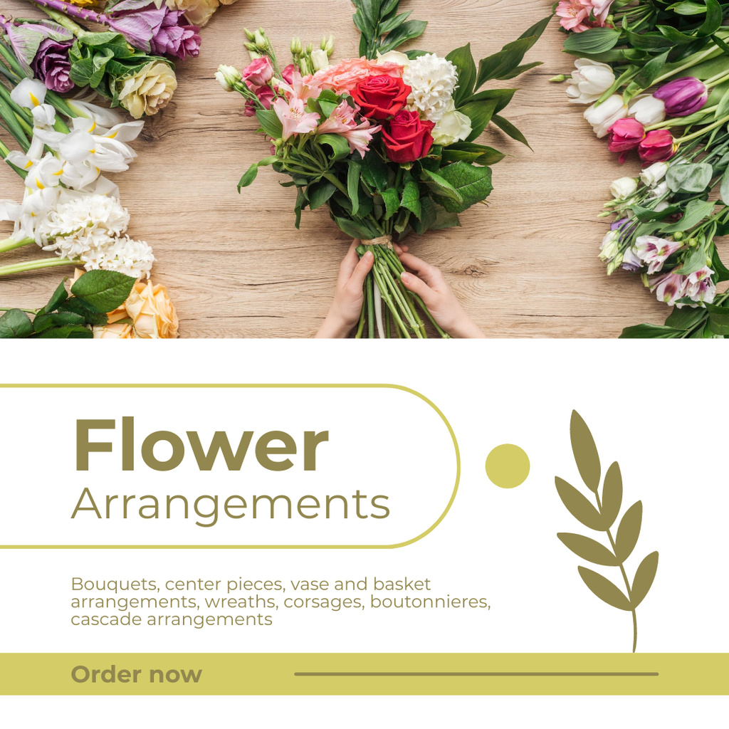 Designvorlage Services for Arranging Bouquets of Luxury Flower Varieties für Instagram