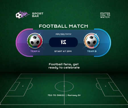 Designvorlage Football Match Stream in Sport Bar für Facebook