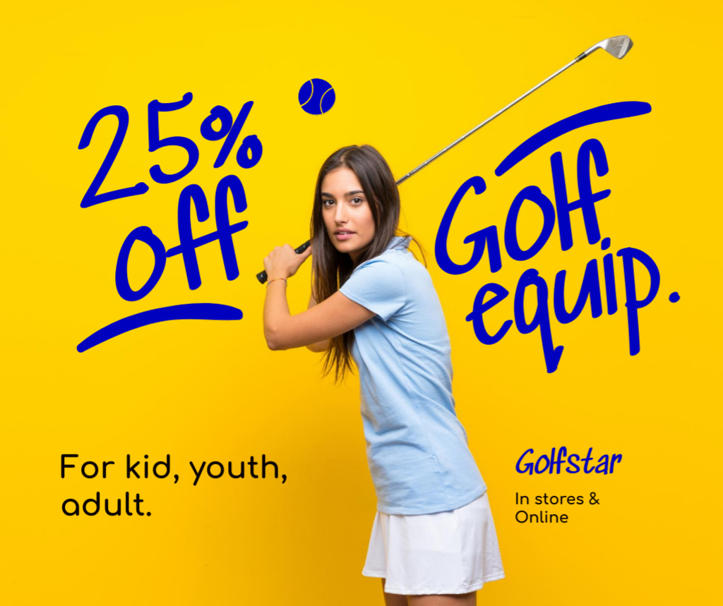 Golf Equipment Sale Offer with Discount Facebookデザインテンプレート