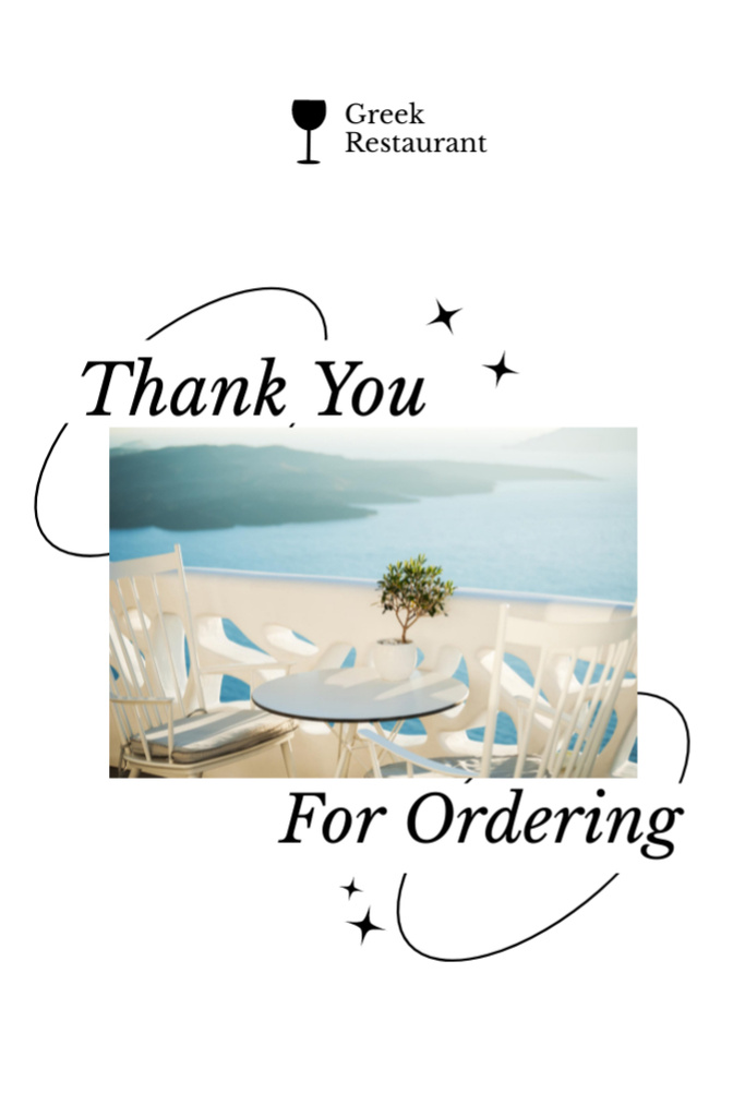 Gratitude for Ordering from Greek Restaurant Postcard 4x6in Vertical tervezősablon