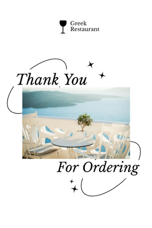 Gratitude for Ordering from Greek Restaurant Postcard 4x6in Vertical Tasarım Şablonu