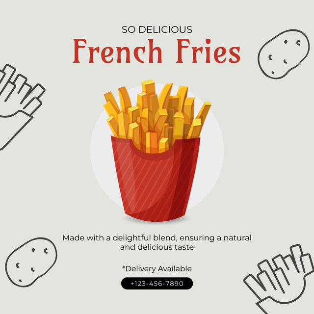Delicious French Fries Offer Instagram Tasarım Şablonu