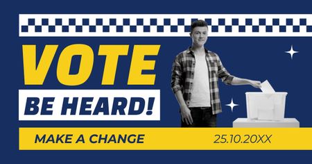 Young Man Making Choice at Vote Facebook AD Design Template