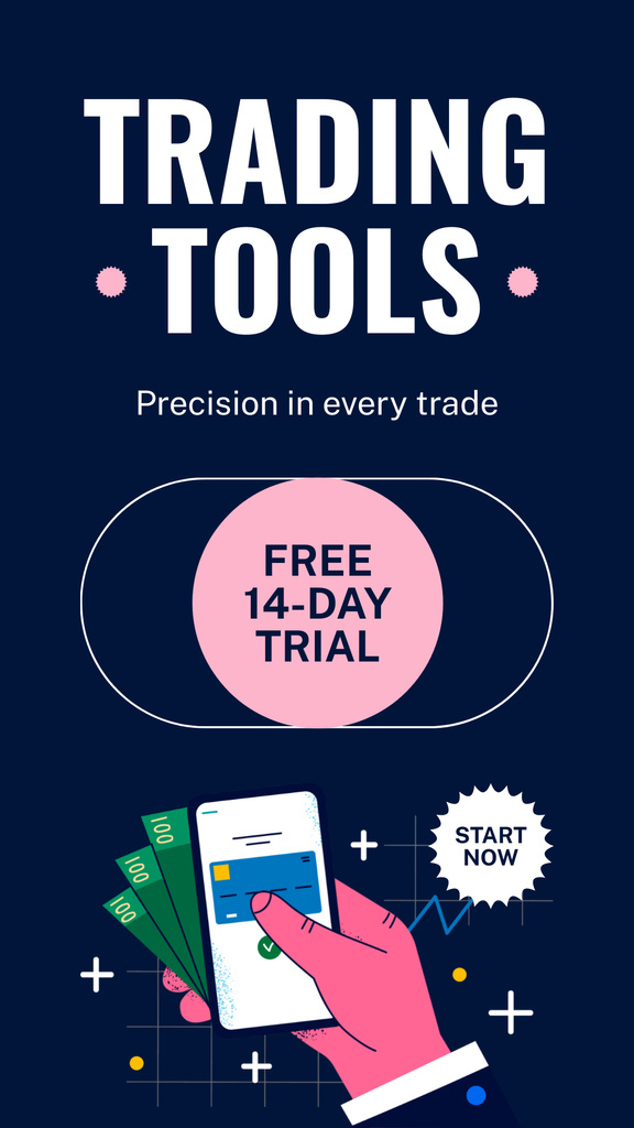 Plantilla de diseño de Free Trial Access to Trading Tools Instagram Story 