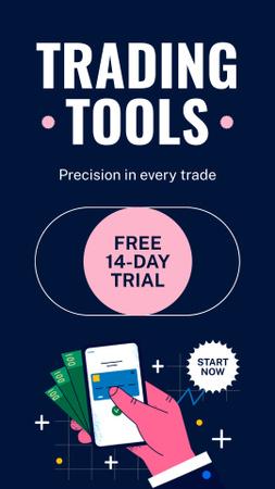 Template di design Accesso di prova gratuito agli strumenti di trading Instagram Story