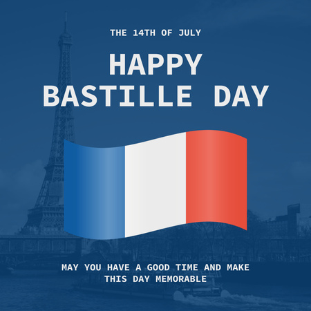 フランス革命記念日の愛国的な挨拶 Instagramデザインテンプレート