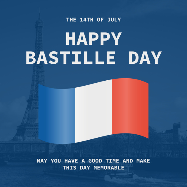 Bastille Day Patriotic Greeting Instagram – шаблон для дизайну