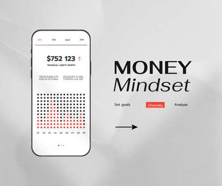Money Mindset with Assets on screen Facebook Design Template