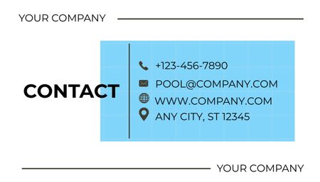 Emblem of Pool Care Company Business Card US Design Template