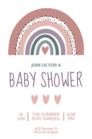 Designvorlage Baby Shower Holiday Announcement with Rainbow Illustration für Invitation 6x9in