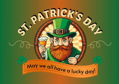 Witty St. Patrick's Day Message Card Design Template