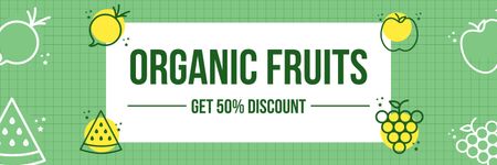 Anúncio de desconto em frutas frescas em verde Twitter Modelo de Design