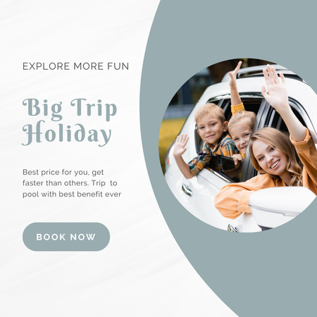 Happy Family on Road Trip Instagram Design Template