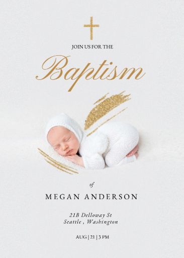 Baptism Ceremony Announcement With Cute Newborn 