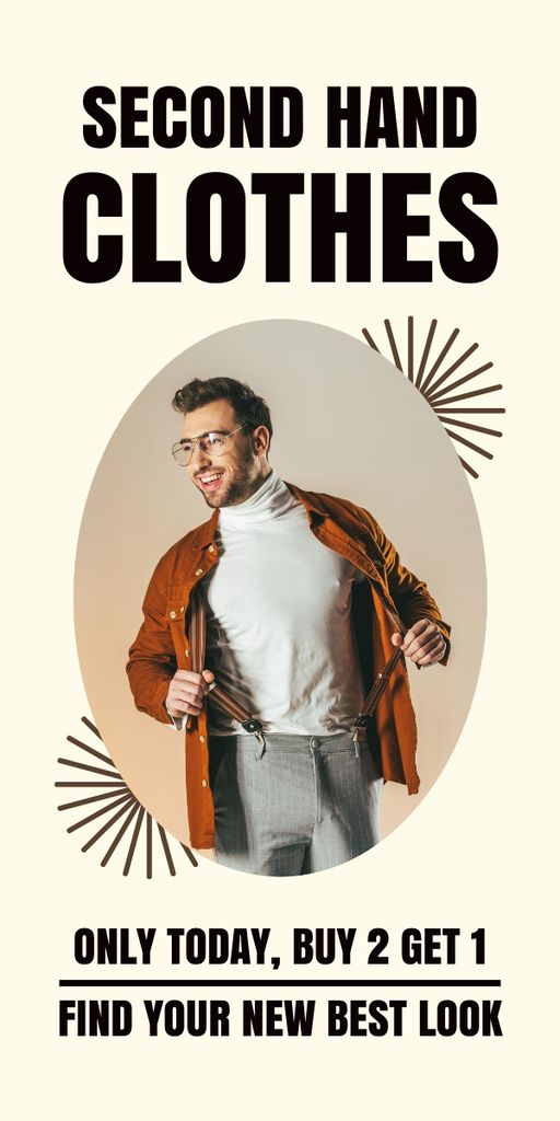 Template di design Fashion hipster man for second hand Graphic