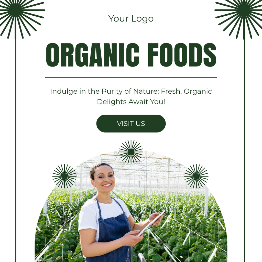 Advertisement for Local Farmer's Market with Young Woman Farmer Instagram Design Template