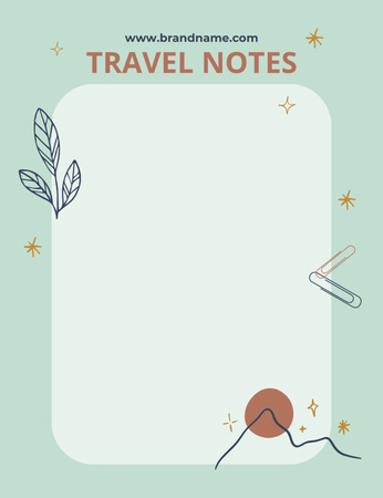 Travel Planner with Mountains and Sun Illustration Notepad 107x139mm Design Template