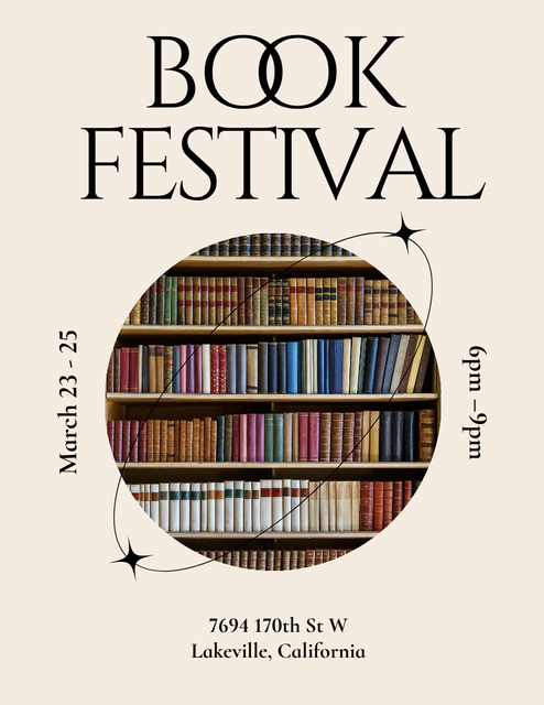 Inspiring Book Festival Announcement In Spring Flyer 8.5x11inデザインテンプレート