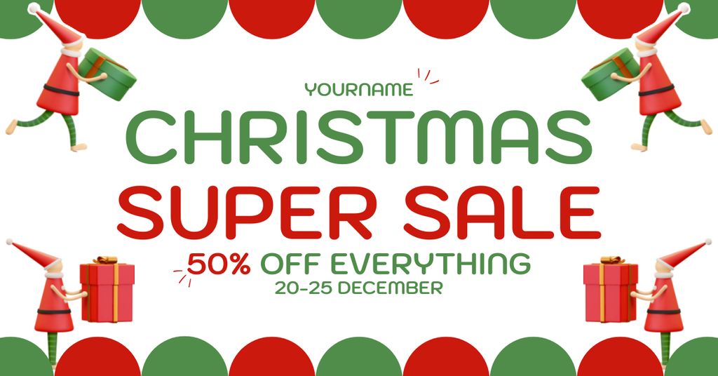 Ontwerpsjabloon van Facebook AD van Christmas Presents Super Sale