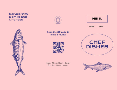 New Menu Announcement on Pink Menu 11x8.5in Tri-Fold – шаблон для дизайна