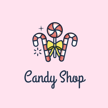 Ontwerpsjabloon van Animated Logo van snoepwinkel roze