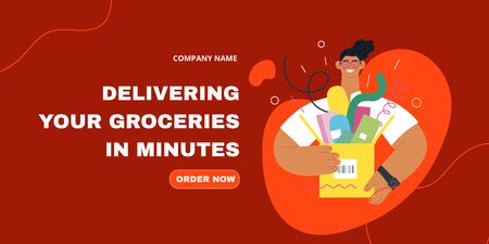 Fastest Groceries Delivery Ad Twitter Design Template