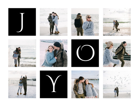 Template di design Christmas And New Year Greetings With Couple At Seaside Postcard 4.2x5.5in