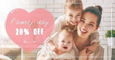 oferta do dia da família com mãe e filhos Facebook AD Modelo de Design