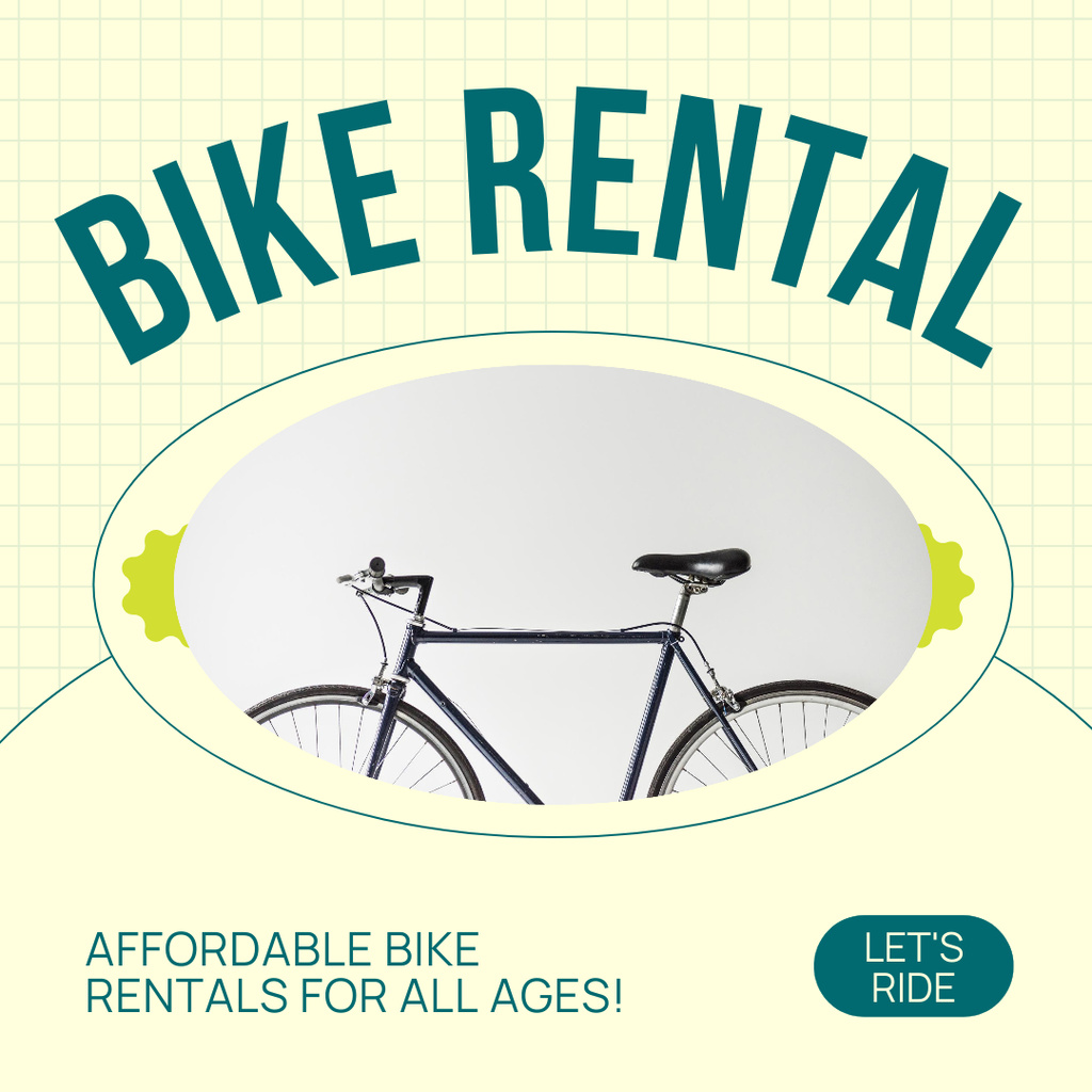 Rental Bicycles Offer on Green and Yellow Instagram AD Šablona návrhu