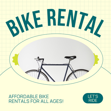 Plantilla de diseño de Oferta Alquiler de Bicicletas en Verde y Amarillo Instagram AD 