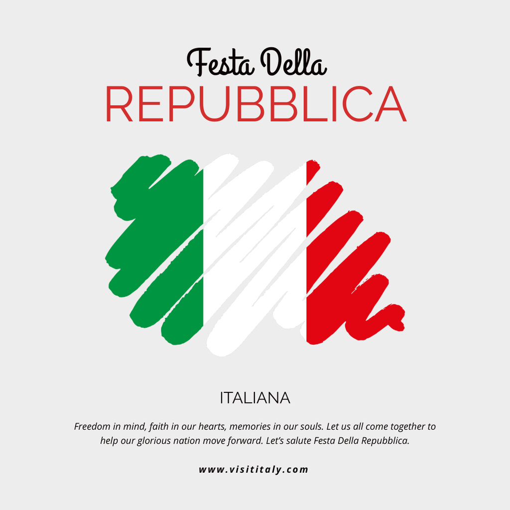 Italy Day Greeting with Flag And Inspirational Description Instagram Šablona návrhu