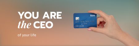 Inspirational Phrase with Credit Card Twitter Design Template